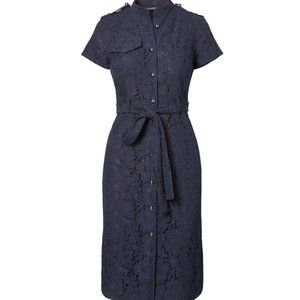 Banana Republic Navy Lace Belted Shirt Dress
